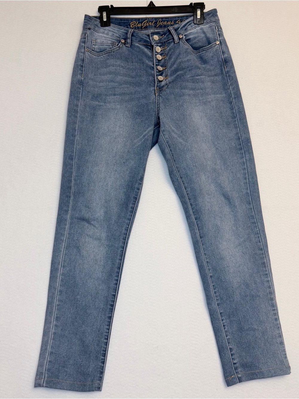 BluGirl Women’s High-Rise Button-Fly Jeans in Light Blue
